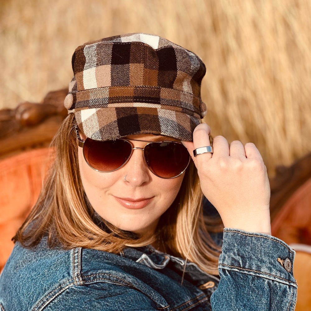 Buffalo Plaid Newsboy Hat